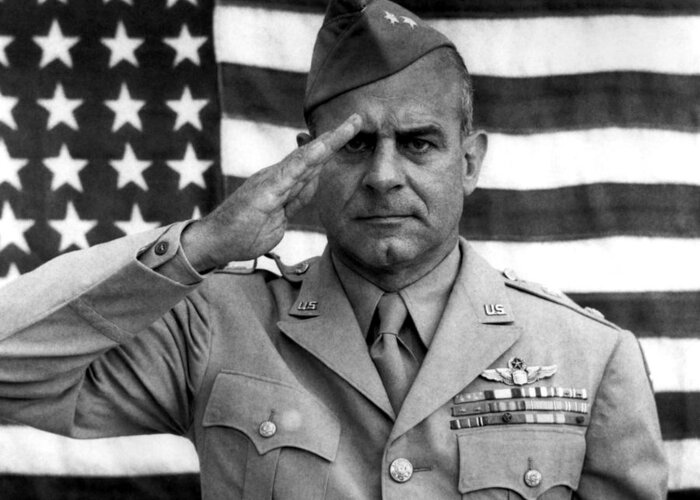 General Doolittle Greeting Card featuring the photograph General James Doolittle Saluting by War Is Hell Store