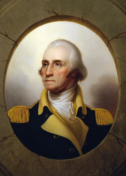 George Washington Greeting Card featuring the painting General Washington - Porthole Portrait by War Is Hell Store