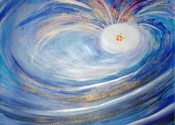 Creation Greeting Card featuring the painting Genesis One 6 and 7 by Deb Brown Maher