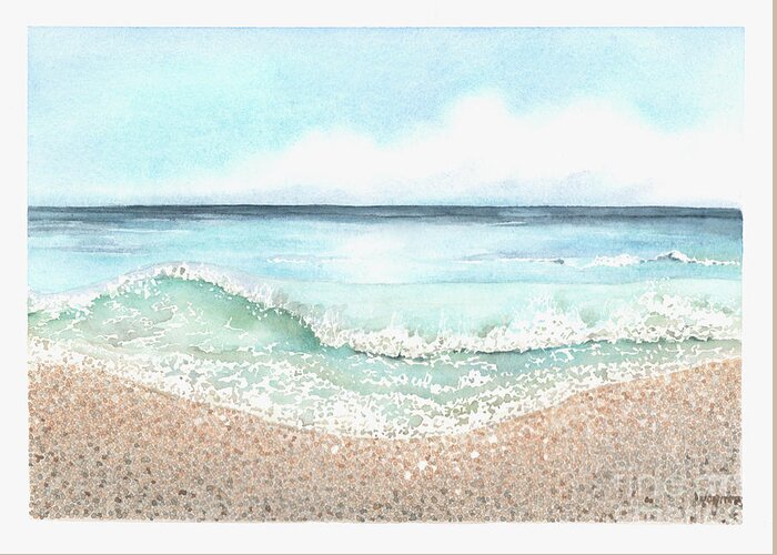 Beach Greeting Card featuring the painting Gentle Waves by Hilda Wagner