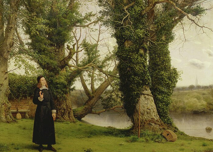Landscape Greeting Card featuring the painting George Herbert at Bemerton by William Dyce