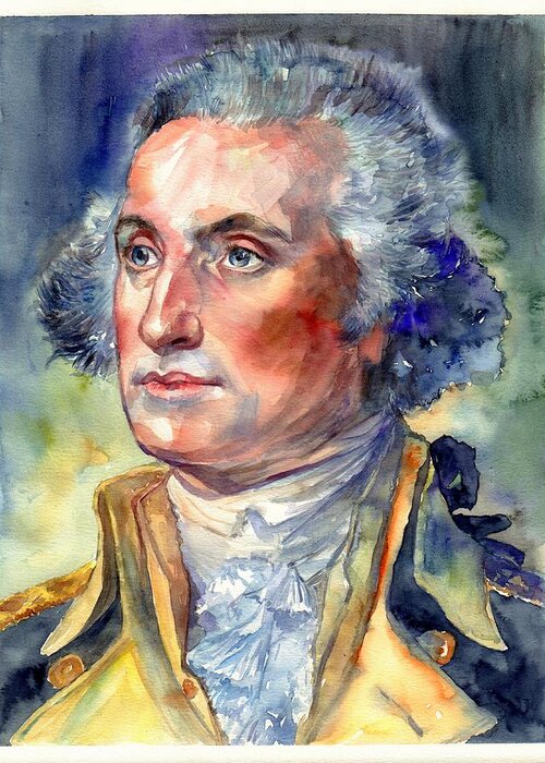 George Greeting Card featuring the painting George Washington portrait by Suzann Sines
