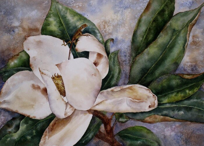 Magnolia Greeting Card featuring the painting Get a Grip by Mary McCullah