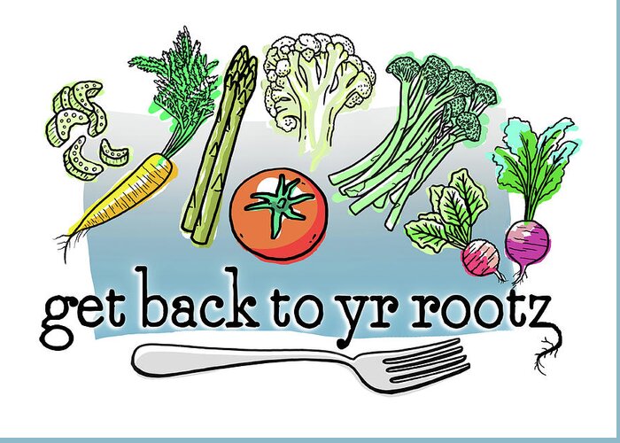 Vegetable Greeting Card featuring the digital art Get Back To Yr Rootz by Evie Cook