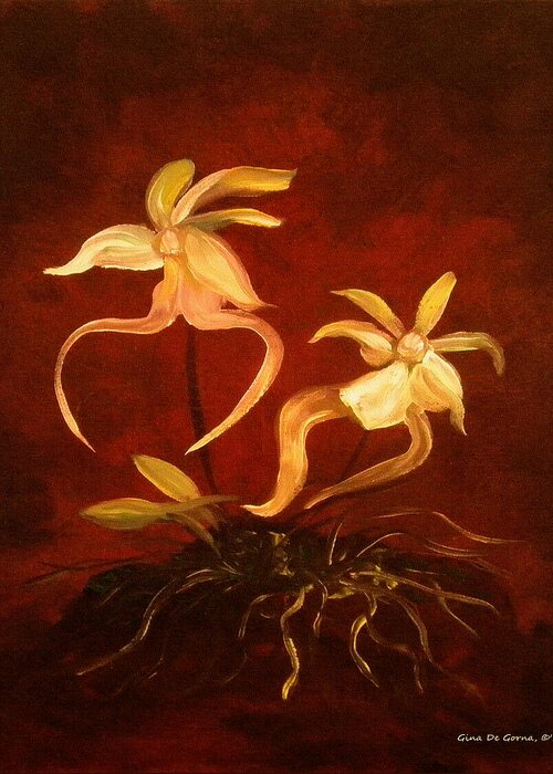 Ghost Greeting Card featuring the painting Ghost Orchids by Gina De Gorna