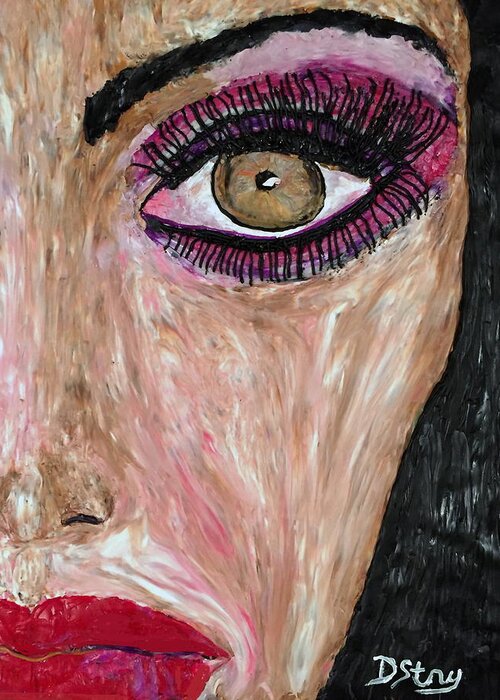 Face Greeting Card featuring the mixed media Gia by Deborah Stanley