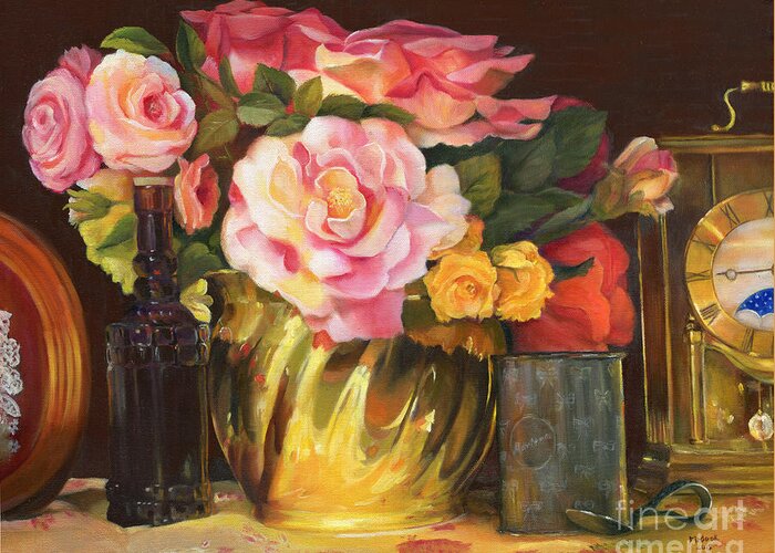 Still Life Greeting Card featuring the painting Gift of Time by Marlene Book