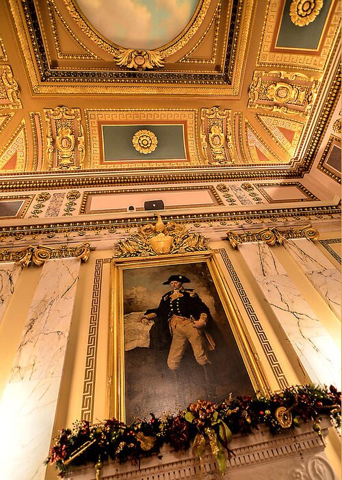 State House Greeting Card featuring the photograph Gilded ceiling by Melissa Hicks