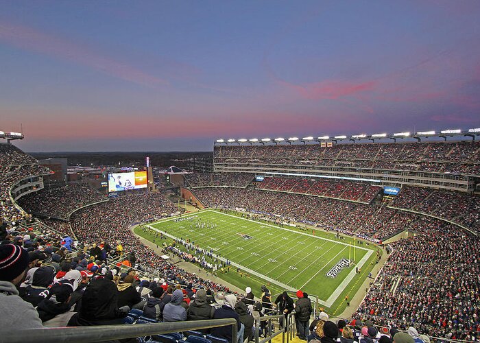 Patriots Greeting Card featuring the photograph Gillette Stadium in Foxboro by Juergen Roth