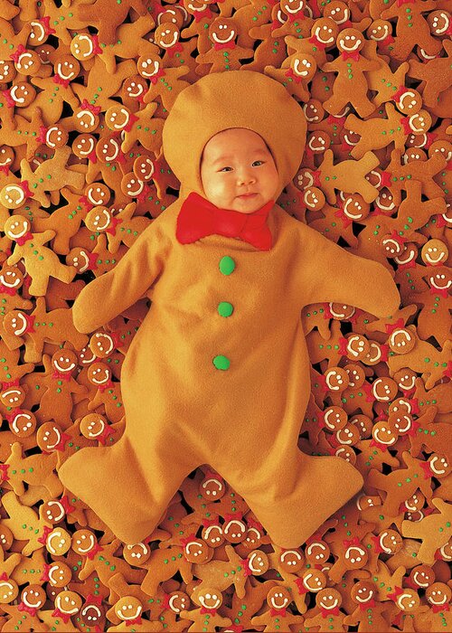 Holiday Greeting Card featuring the photograph Gingerbread Baby by Anne Geddes