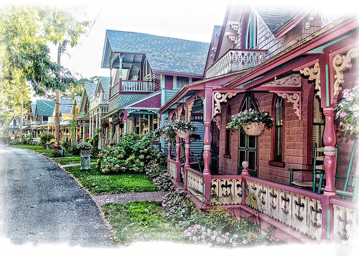 Martha�s Vineyard Greeting Card featuring the photograph Gingerbread Row by Constantine Gregory