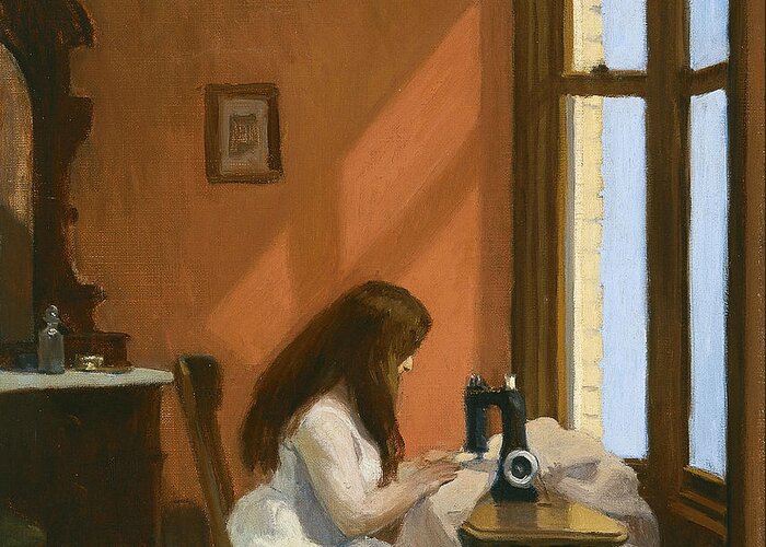 Edward Hopper - Girl At A Sewing Machine (1921) Greeting Card featuring the painting Girl at a Sewing Machine by Edward Hopper