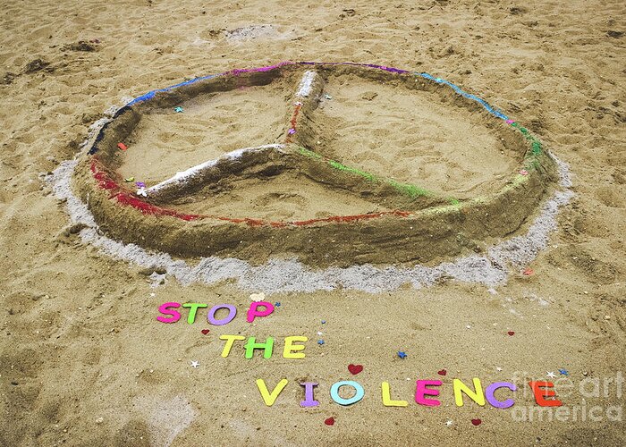 Peace Greeting Card featuring the photograph Give Peace a Chance - Sand Art by Colleen Kammerer