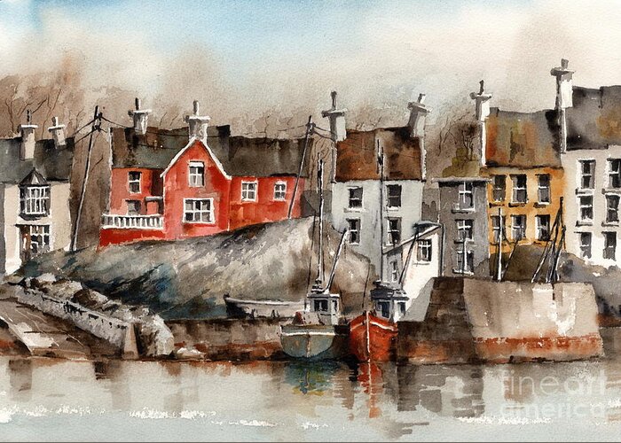  Greeting Card featuring the painting Glandore Harbour, Cork... x111 by Val Byrne