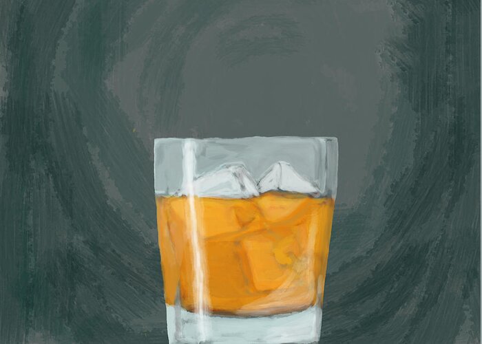 Whiskey Greeting Card featuring the digital art Glass, Ice, by Keshava Shukla