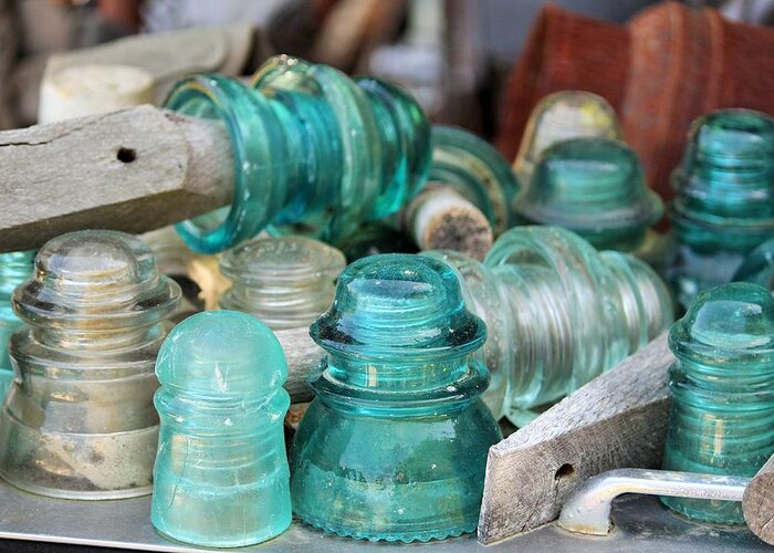 Glass Insulators Greeting Card featuring the photograph A whole Bunch by Marnie Patchett
