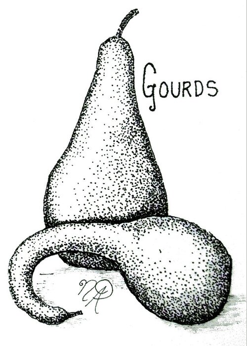 Gourd Greeting Card featuring the drawing Glorious Gourds by Nicole Angell