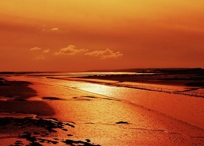 Golden Glow Greeting Card featuring the photograph Glow across the Estuary by Jeff Townsend