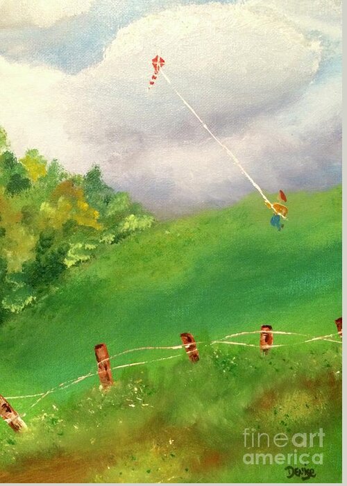Kite Greeting Card featuring the painting Go Fly A Kite by Denise Tomasura