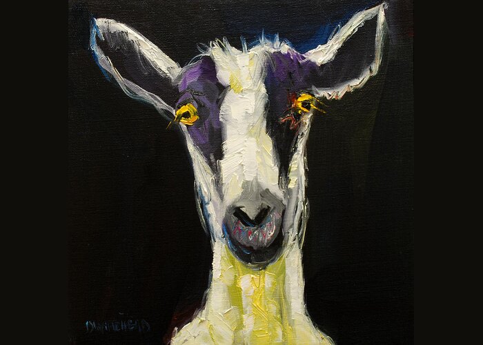 Goat Greeting Card featuring the painting Goat Gloat by Diane Whitehead