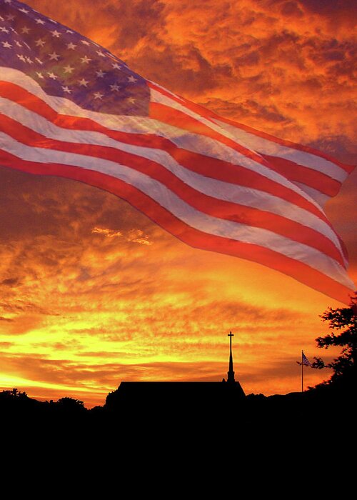 Sunset Greeting Card featuring the photograph God Bless America by Adele Moscaritolo