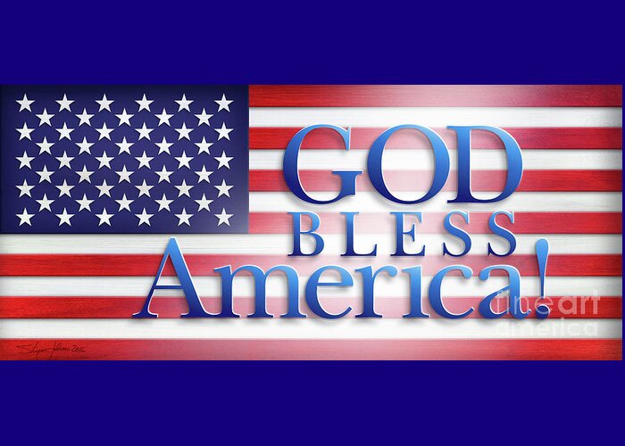 God Bless America Greeting Card featuring the mixed media God Bless America by Shevon Johnson
