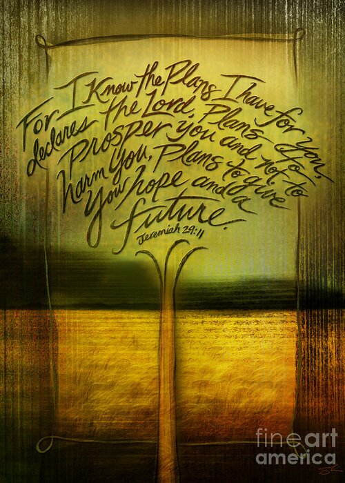 Jeremiah 29:11 Artwork Greeting Card featuring the mixed media God's Plans by Shevon Johnson