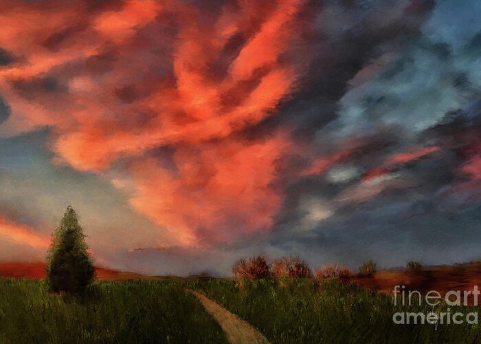 Sunset Greeting Card featuring the digital art Going Home by Lois Bryan