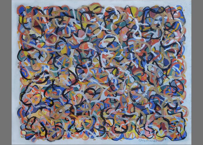Abstract Greeting Card featuring the painting Gold and Silver Swirls by Stan Chraminski