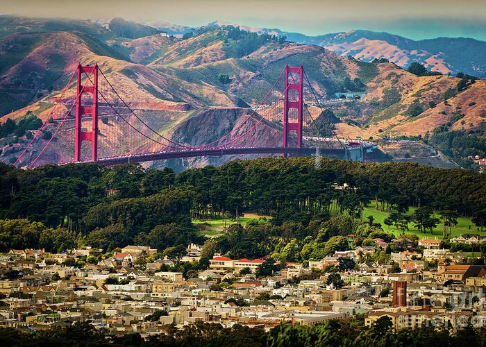 Sfo Greeting Card featuring the photograph Golden Gate Bridge - Twin Peaks by Doug Sturgess