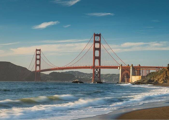 Golden Greeting Card featuring the photograph Golden Gate From Baker Beach by Steve Gadomski