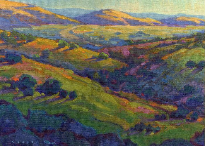 California Greeting Card featuring the painting Golden Hills by Konnie Kim