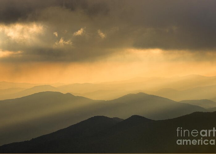 Blue Greeting Card featuring the photograph Golden Light on the Blue Ridge - D009553 by Daniel Dempster