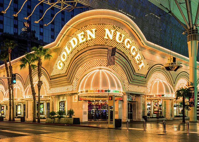 Fremont Street Greeting Card featuring the photograph Golden Nugget Casino Entrance by Aloha Art
