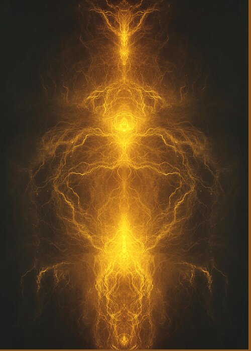 Fractal Greeting Card featuring the digital art Golden storm by Martin Capek