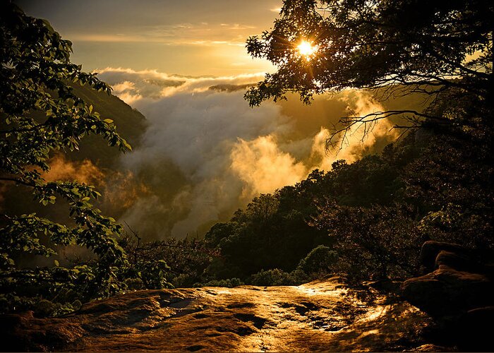 Appalachian Mountains Greeting Card featuring the photograph Golden Sunset in the Mountains by Lisa Lambert-Shank