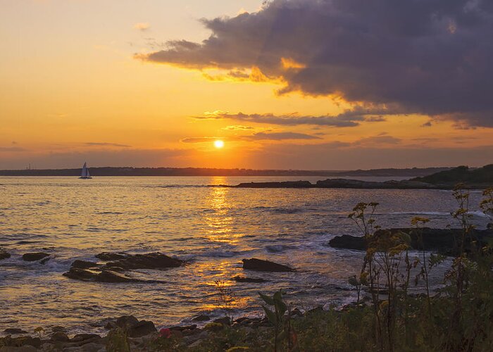 Rhode Island Greeting Card featuring the photograph Golden Sunset Newport by Marianne Campolongo