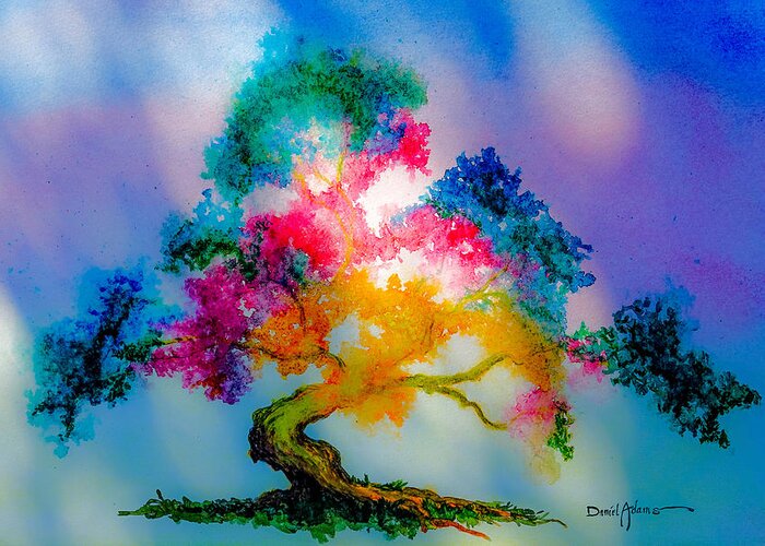 Tree Greeting Card featuring the painting Golden Tree Daniel Adams by Daniel Adams