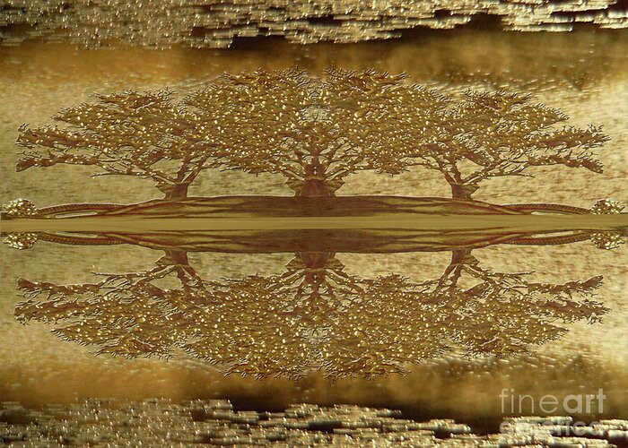 Golden Greeting Card featuring the photograph Golden Trees Reflection by Rockin Docks Deluxephotos