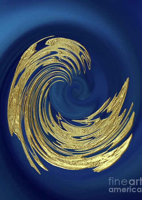 Gabriele Pomykaj Greeting Card featuring the digital art Golden Wave Abstract by Gabriele Pomykaj