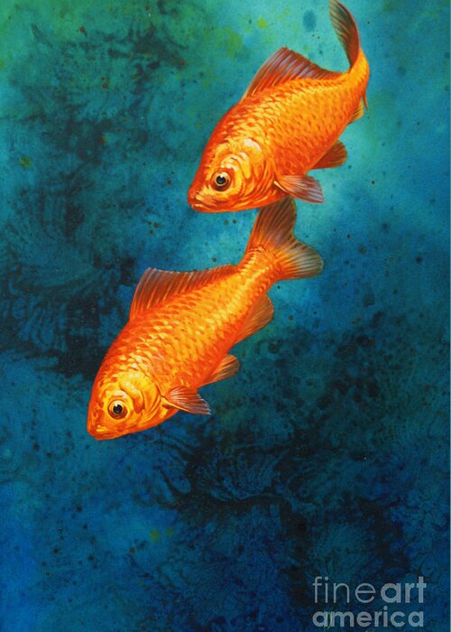 John Francis Greeting Card featuring the painting Goldfish by MGL Meiklejohn Graphics Licensing