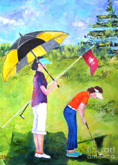 Golf Greeting Card featuring the painting Golf Buddies #3 by Betty M M Wong