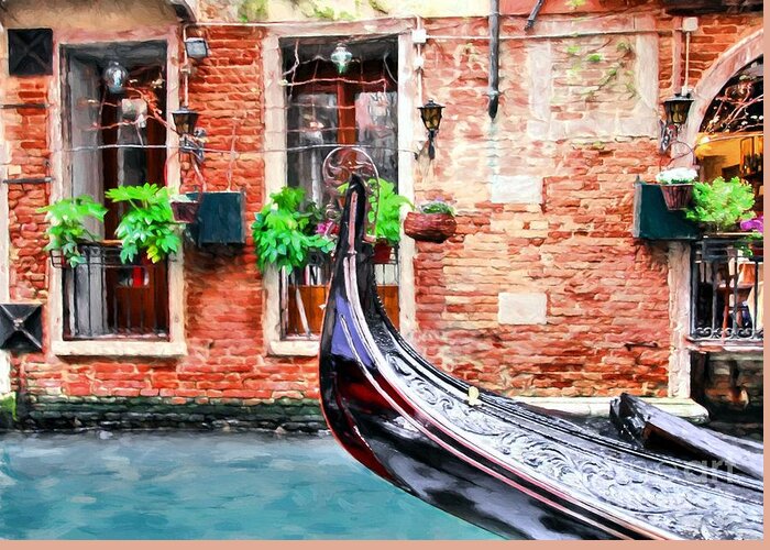 Gondola In Venice Greeting Card featuring the photograph Gondola In Venice by Mel Steinhauer