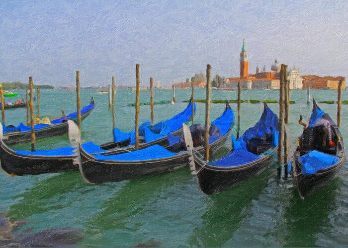 Gondolas Greeting Card featuring the photograph Venice - Gondolas by Richard Krebs