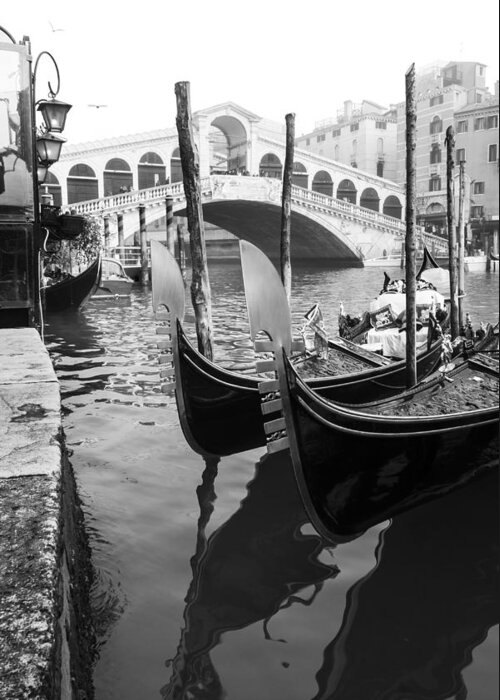 Venezia Greeting Card featuring the photograph Gondole at Rialto Bridge by Marco Missiaja