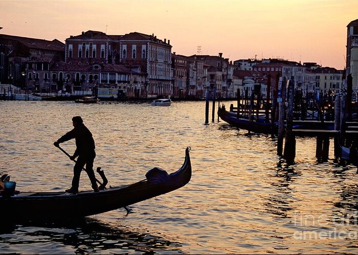 Venice Greeting Card featuring the photograph Gondolier In Venice In Silhouette by Michael Henderson