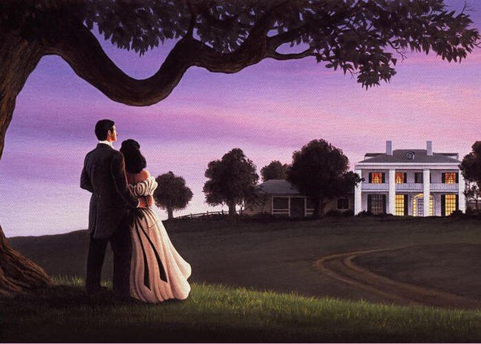 Gone With The Wind Greeting Card featuring the painting Gone With The Wind by Jerry LoFaro