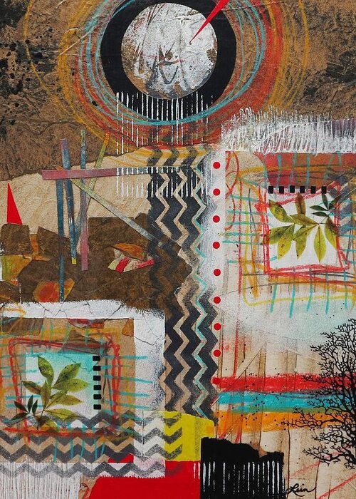 Collage Greeting Card featuring the mixed media Good Energy by Laura Lein-Svencner