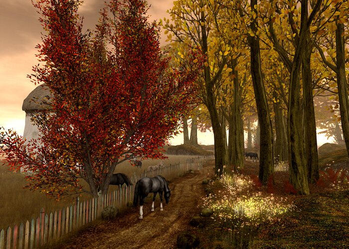 Fall Greeting Card featuring the digital art Good Fences Make Good Neighbors by Michael Doyle