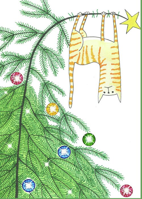 Christmas Greeting Card featuring the drawing Goodbye, Christmas Tree by Andrew Hitchen